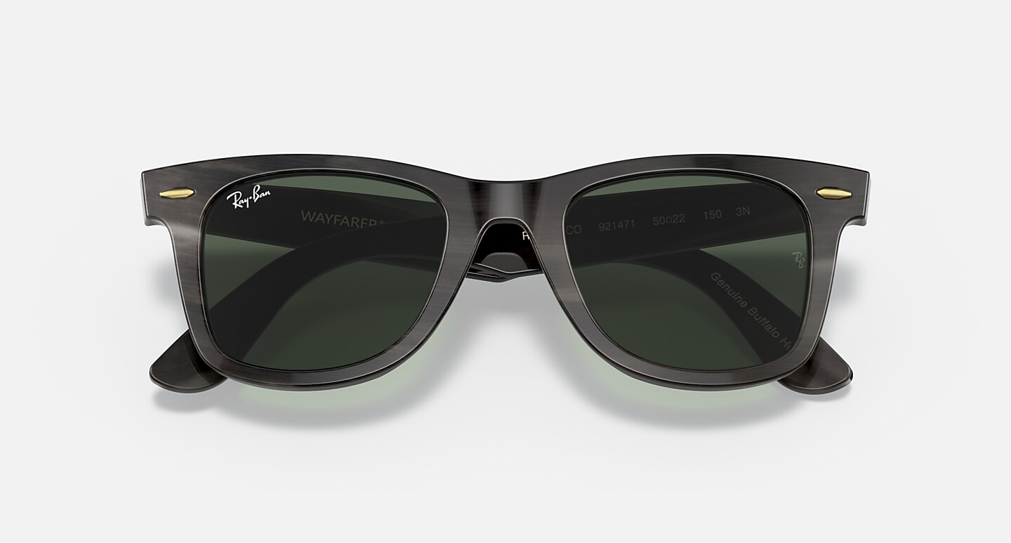 Ray-Ban Sunglasses Unisex Original Wayfarer Horn - Dark Brown Frame Green Lenses 50-22