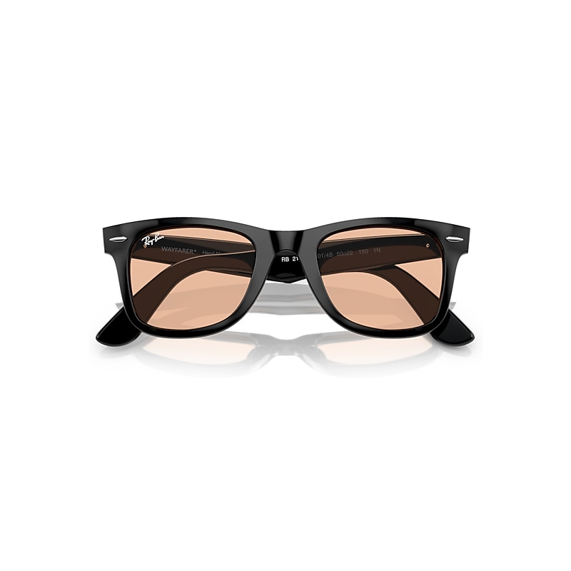 Ray-Ban Original Wayfarer Classic Sunglasses Black Frame Pink Lenses 52-22