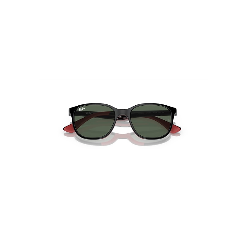 Ray-Ban Rb9078s Kids Bio-based Sunglasses Black On Red Frame Green Lenses 48-16