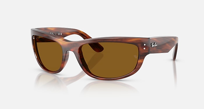 MEGA BALORAMA Sunglasses in Striped Havana and B-15 Brown RB2289