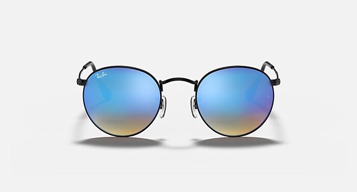 Ray-Ban Round Fleck Blue Gradient ROUND FLECK FLASH LENSES GRADIENT Sunglasses in Black and  main image 2