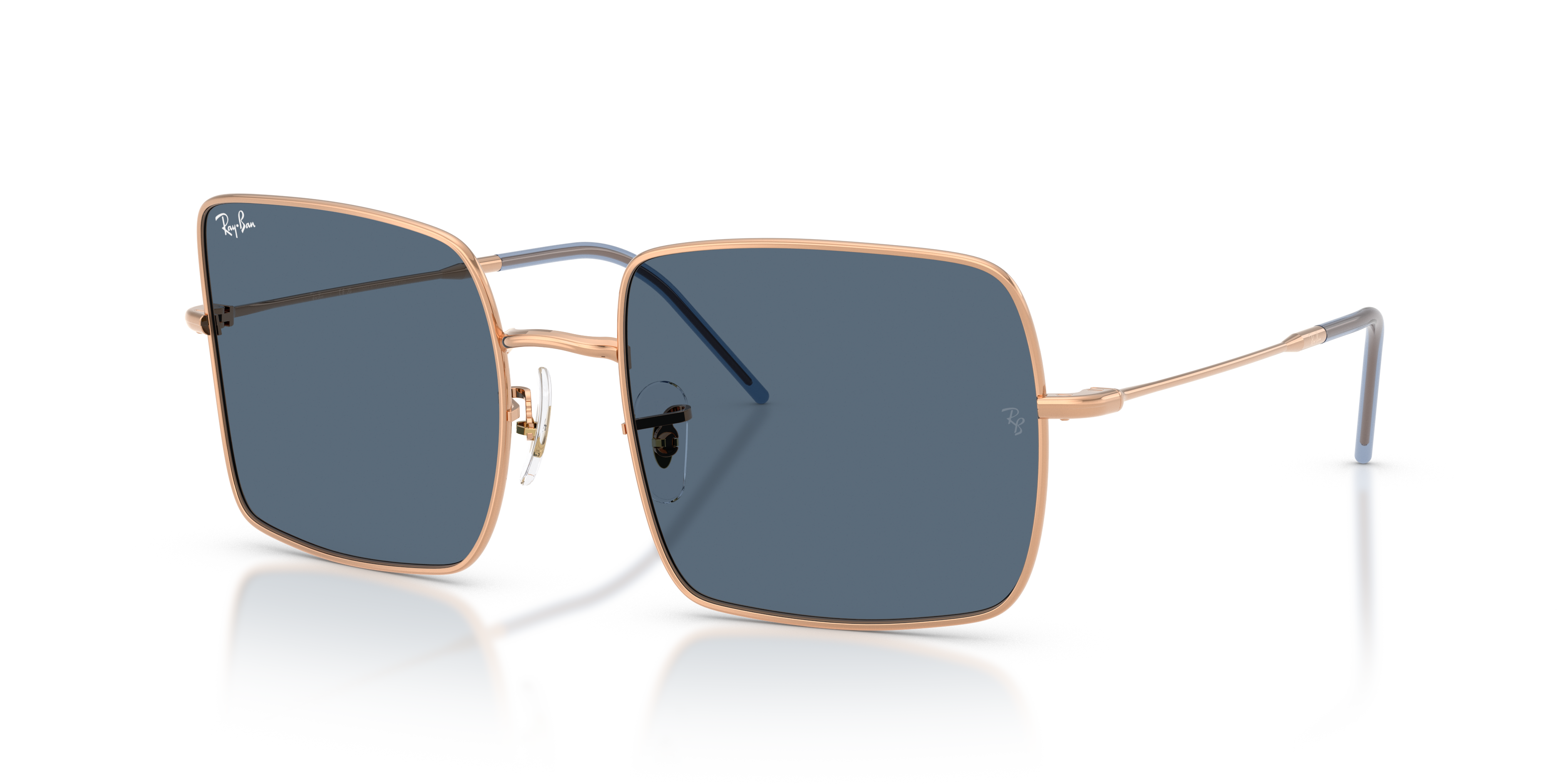 SQUARE 1971 REVERSE Polished Rose Gold Frame Dark Blue Lenses 56-19