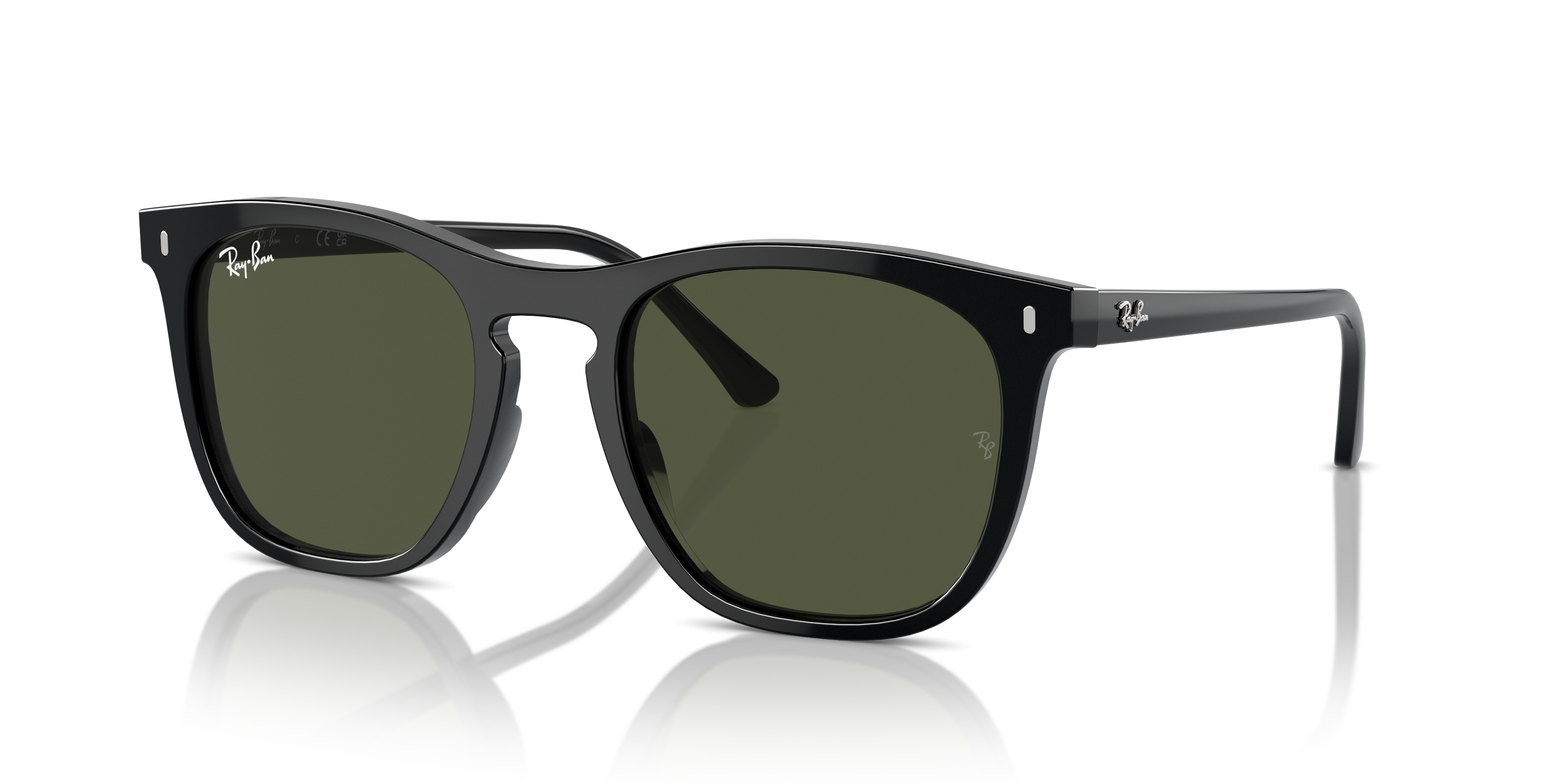 RB2210 Polished Black Frame Green Lenses 53-21