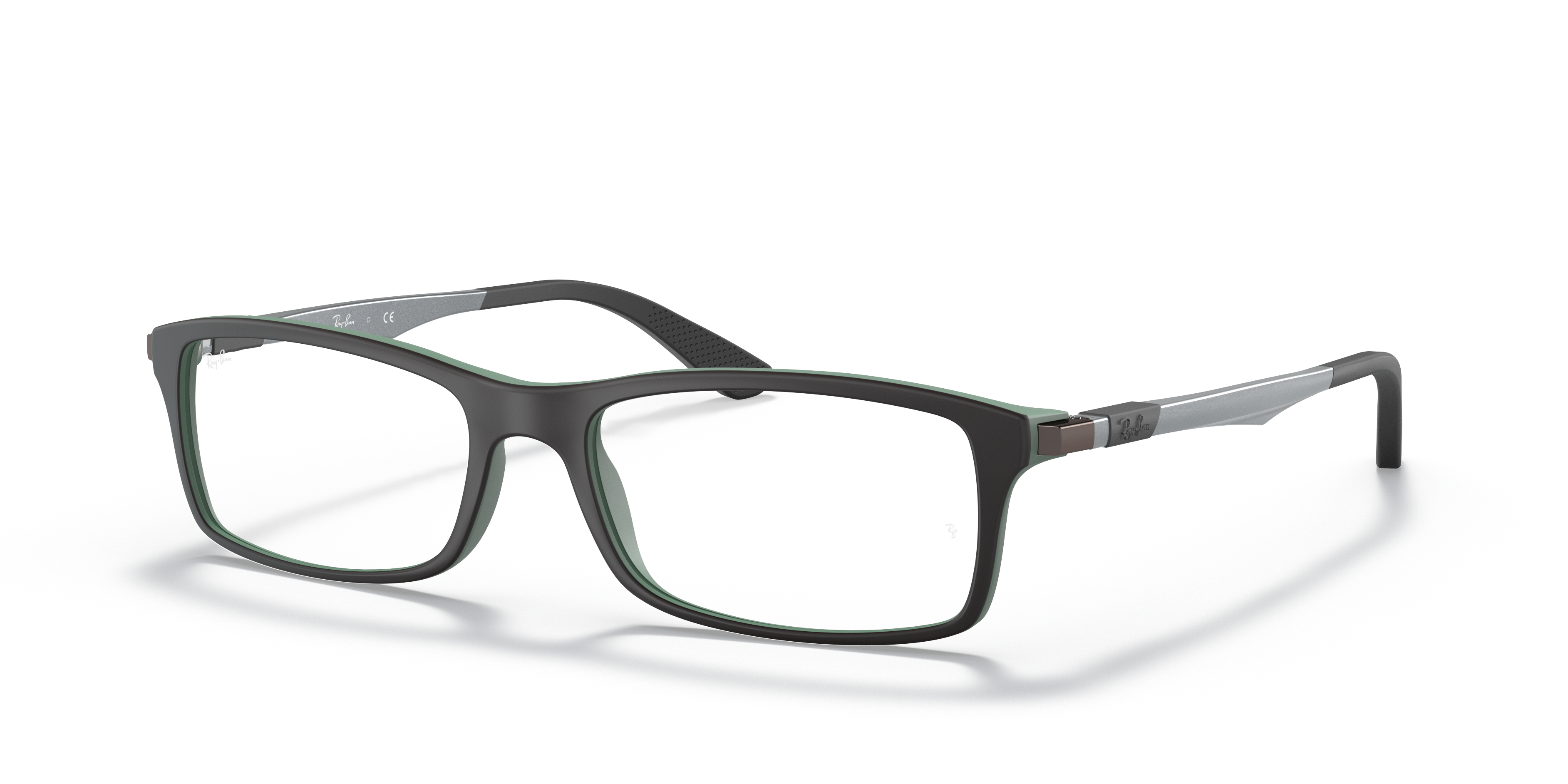 RB7017 OPTICS Matte Black On Green Frame Clear Lenses 56-17
