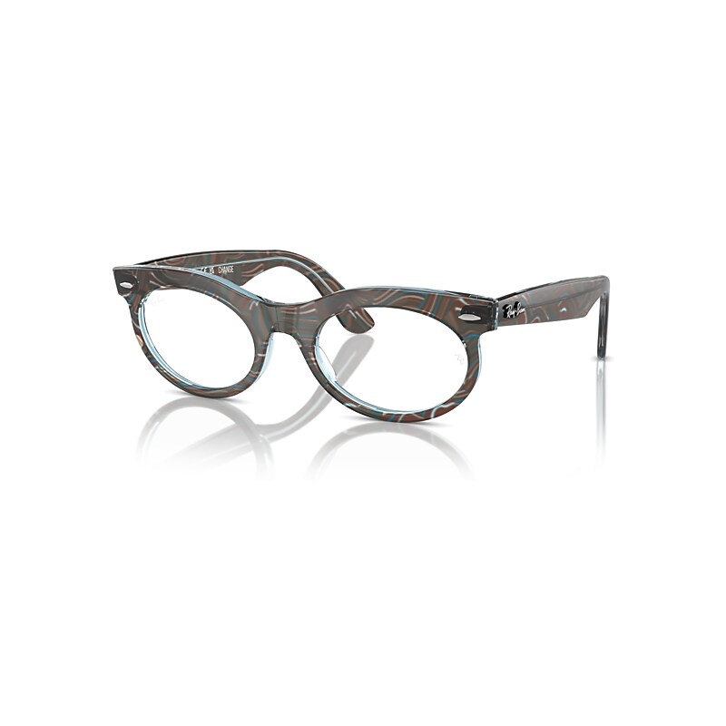 Ray Ban Wayfarer Oval Optics Change Eyeglasses Photo Waves Azure Frame Clear Lenses Polarized 53-22 In Photo Waves Azure
