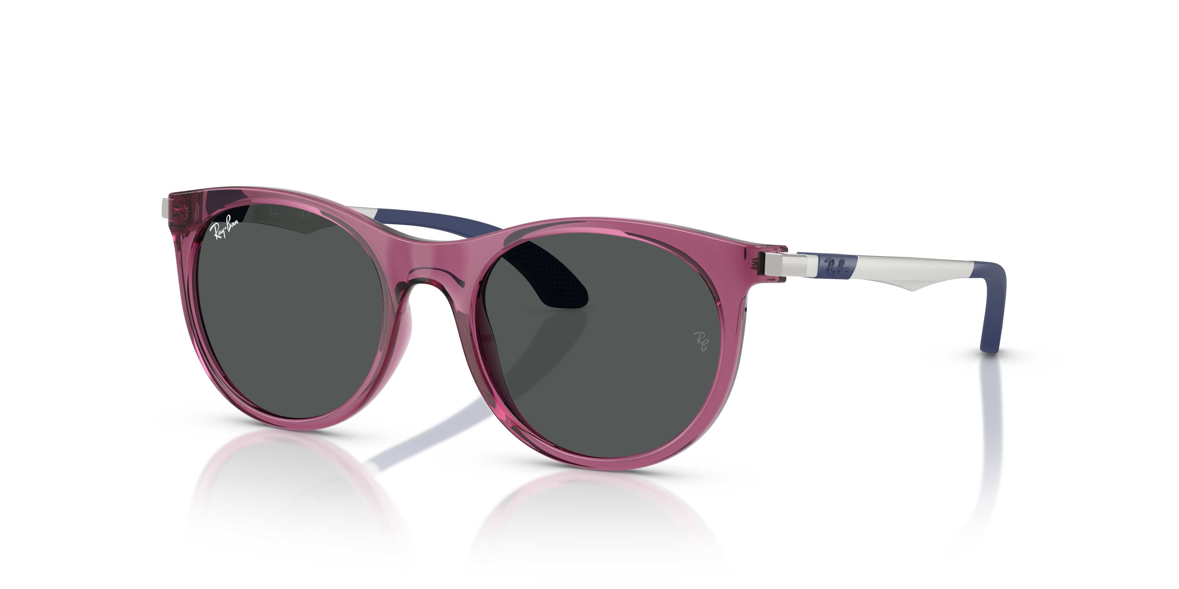 RB9082S KIDS Polished Transparent Violet Frame Dark Grey Lenses 47-17