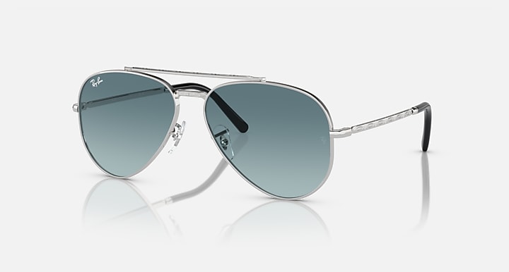 Ray-Ban Sunglass NEW AVIATOR Silver with Blue Gradient lens