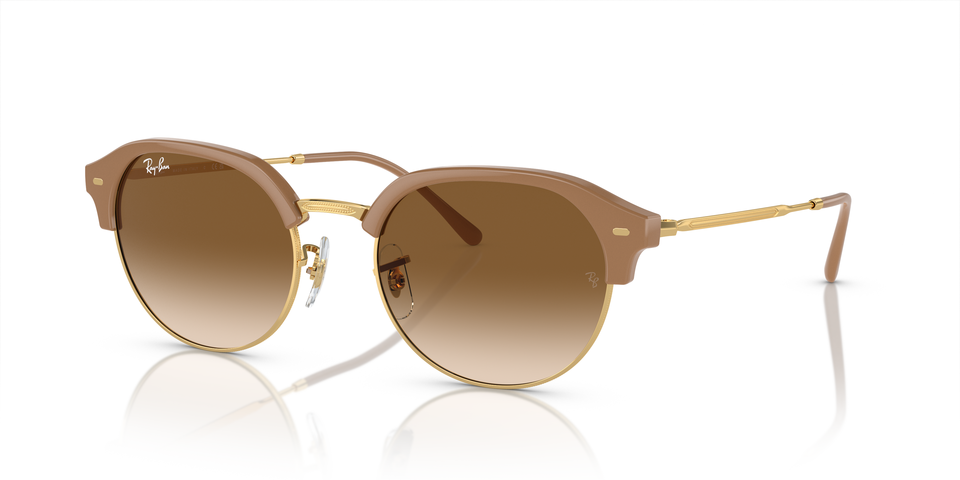 RB4429 Polished Beige On Gold Frame Light Brown Lenses 53-20