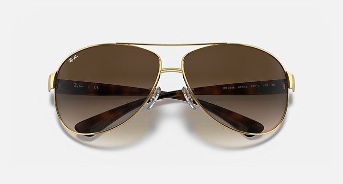 Ray-Ban Sunglasses Man Rb3386 - Arista Gold Frame Brown Lenses 63-13