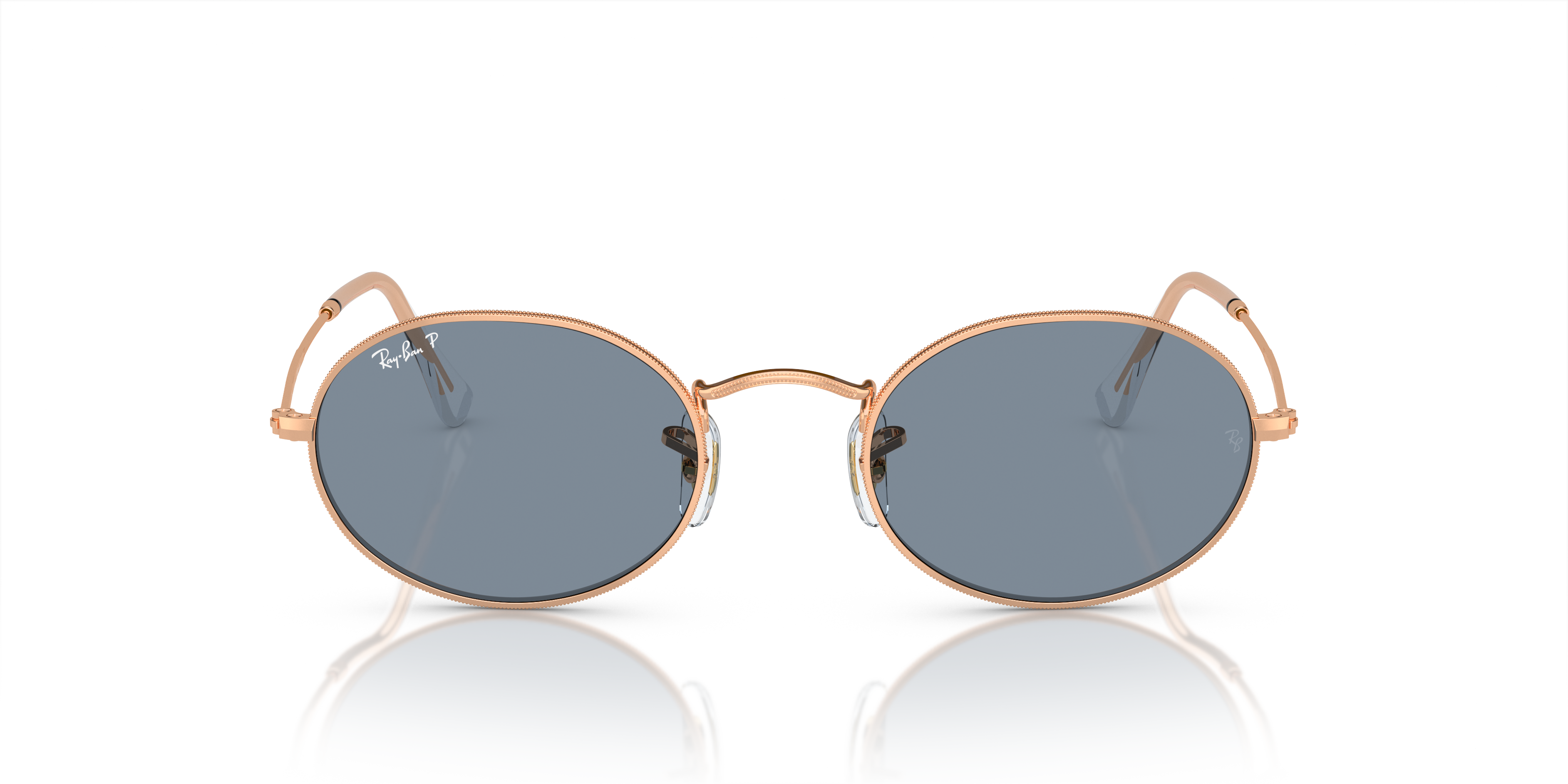 【送料,関税込】RayBan サングラス RB3547 OVAL OVAL METAL Sunglasses in Rose Gold and Blue - RB3547 | Ray