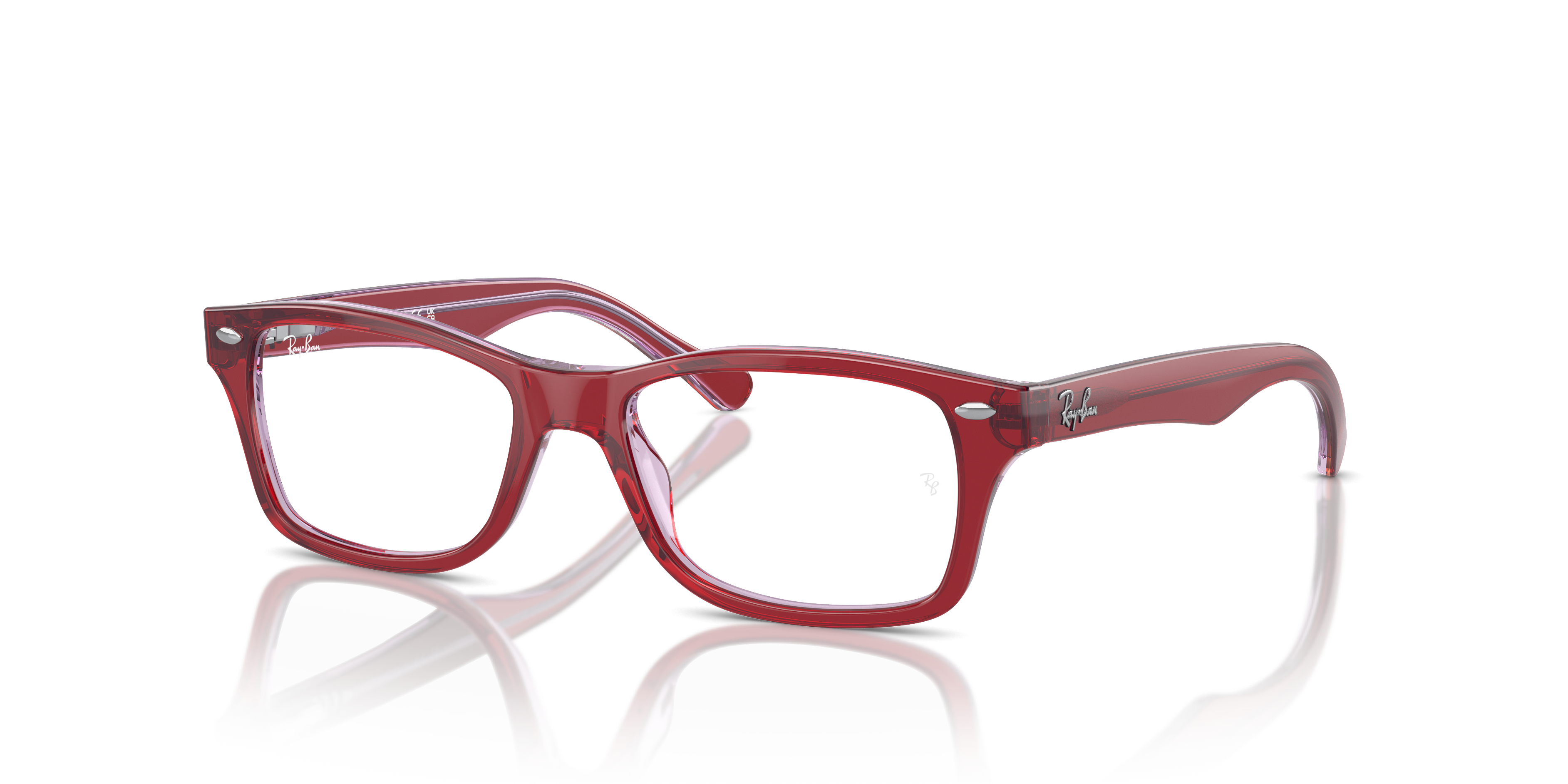 RB1531 OPTICS KIDS Polished Top Red & Orange & Light Purple Frame Clear Lenses 48-16
