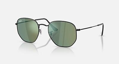 HEXAGONAL FLAT LENSES Sunglasses in Black and G-15 Green Polarized