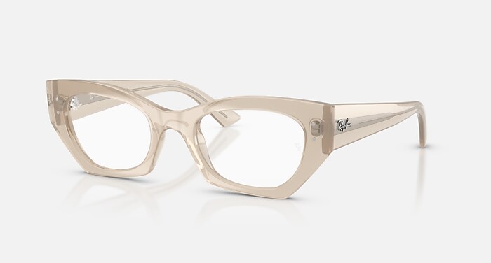 Ray-Ban Eyeglasses Unisex Zena Optics Bio-based Prescription - Shiny Cloudy Warm White Frame Clear Lenses 52-22 Polarized