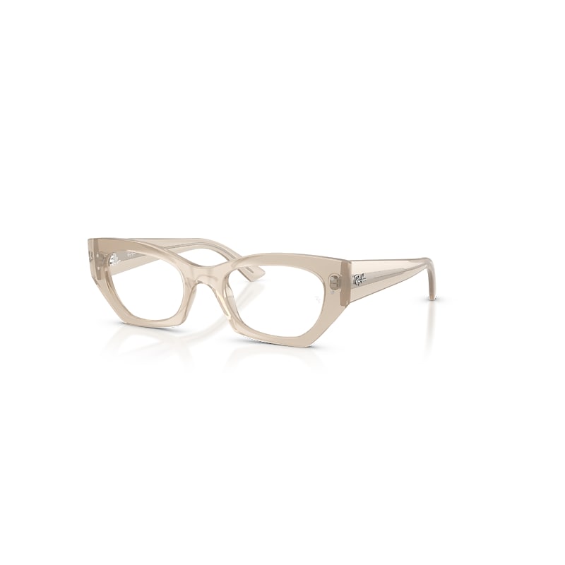 Ray Ban Zena Optics Bio-based  Shiny Cloudy Warm White Fassung Klar Glas Polarisiert 49-22 In Shiny Cloudy Warm White
