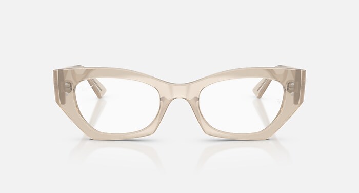 Ray-Ban Eyeglasses Unisex Zena Optics Bio-based Prescription - Shiny Cloudy Warm White Frame Clear Lenses 52-22 Polarized