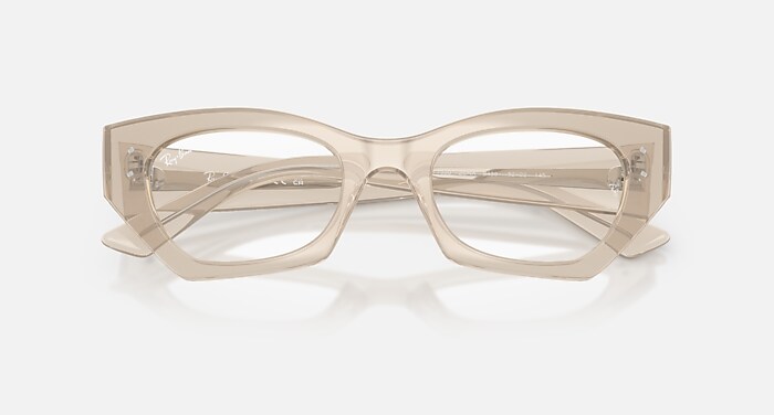 Ray-Ban Eyeglasses Unisex Zena Optics Bio-based Prescription - Shiny Cloudy Warm White Frame Clear Lenses 52-22 Polarized