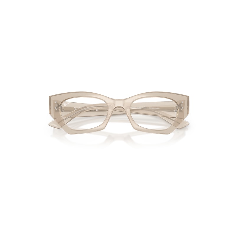 Ray Ban Zena Optics Bio-based Eyeglasses Shiny Cloudy Warm White Frame Clear Lenses Polarized 52-22 In Shiny Cloudy Warm White