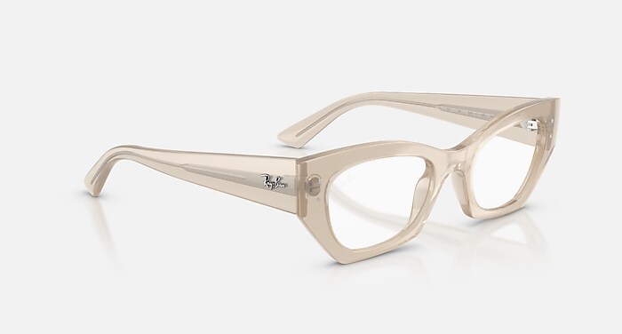 Ray-Ban Eyeglasses Unisex Zena Optics Bio-based Prescription - Shiny Cloudy Warm White Frame Clear Lenses 52-22 Polarized