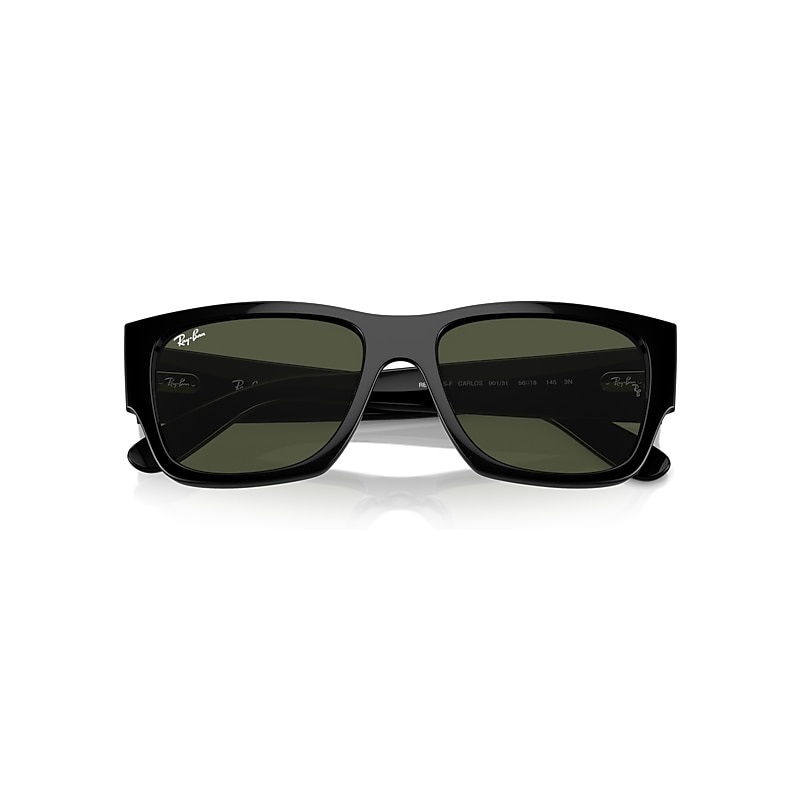 Ray-Ban Carlos Sunglasses Black Frame Green Lenses 56-18