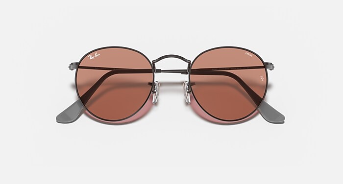 ROUND SOLID EVOLVE Sunglasses in Gunmetal and Yellow/Light Red