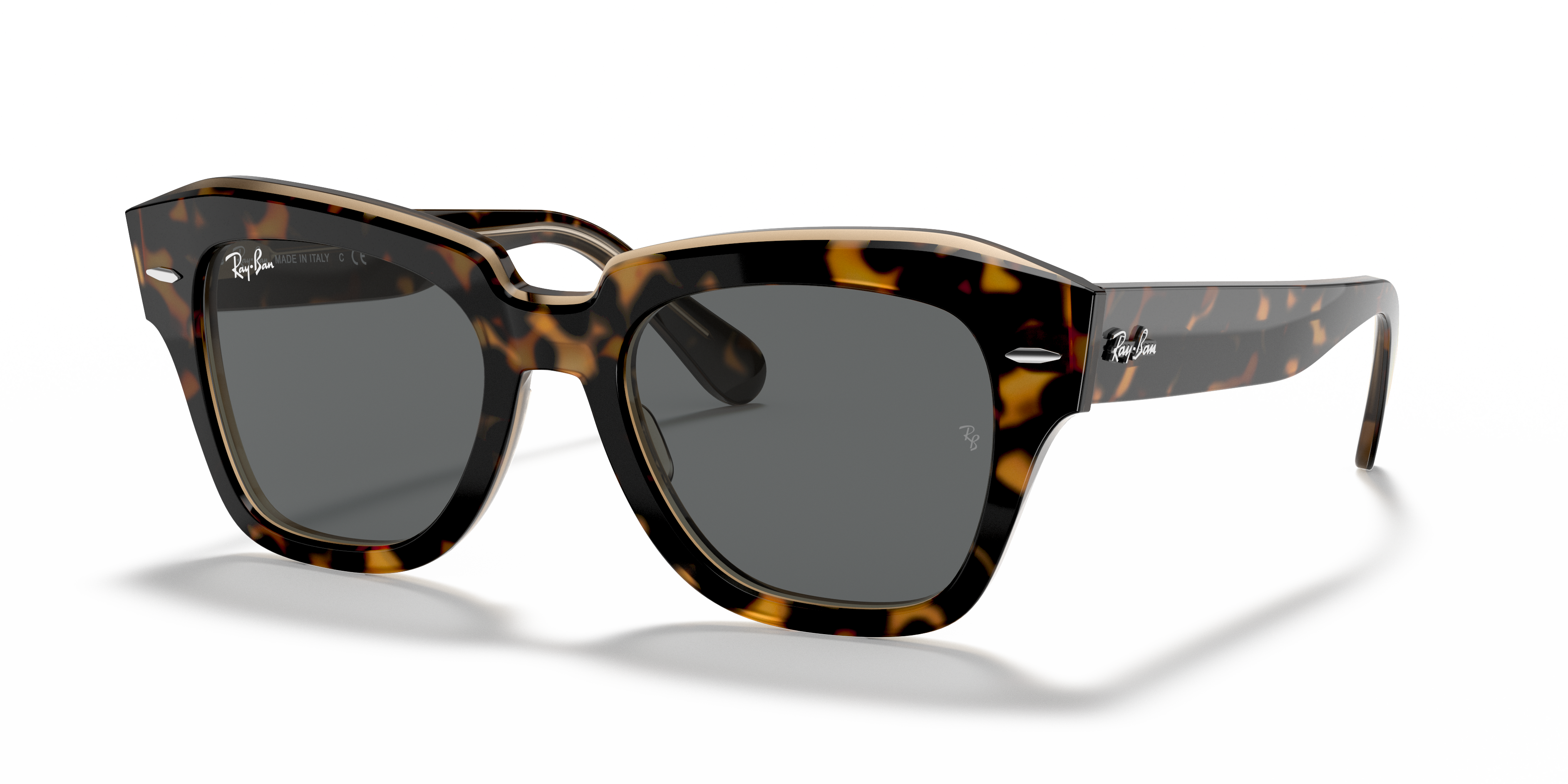 STATE STREET Polished Havana On Transparent Brown Frame Dark Grey Lenses 52-20