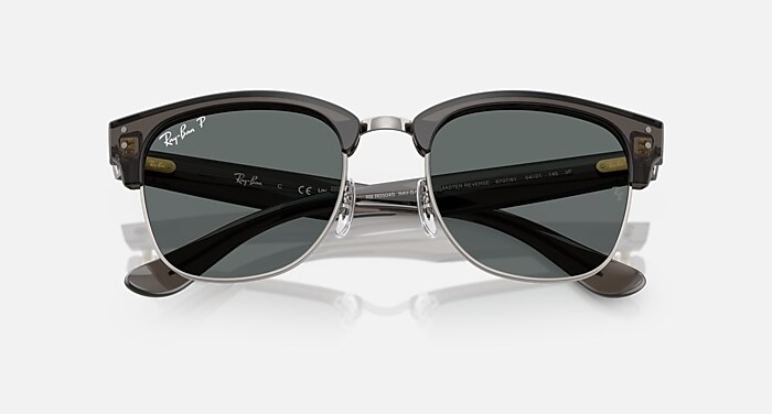 Ray-Ban Sunglasses Unisex Clubmaster Reverse - Transparent Dark Grey On Gunmetal Frame Grey Lenses 54-21 Polarized