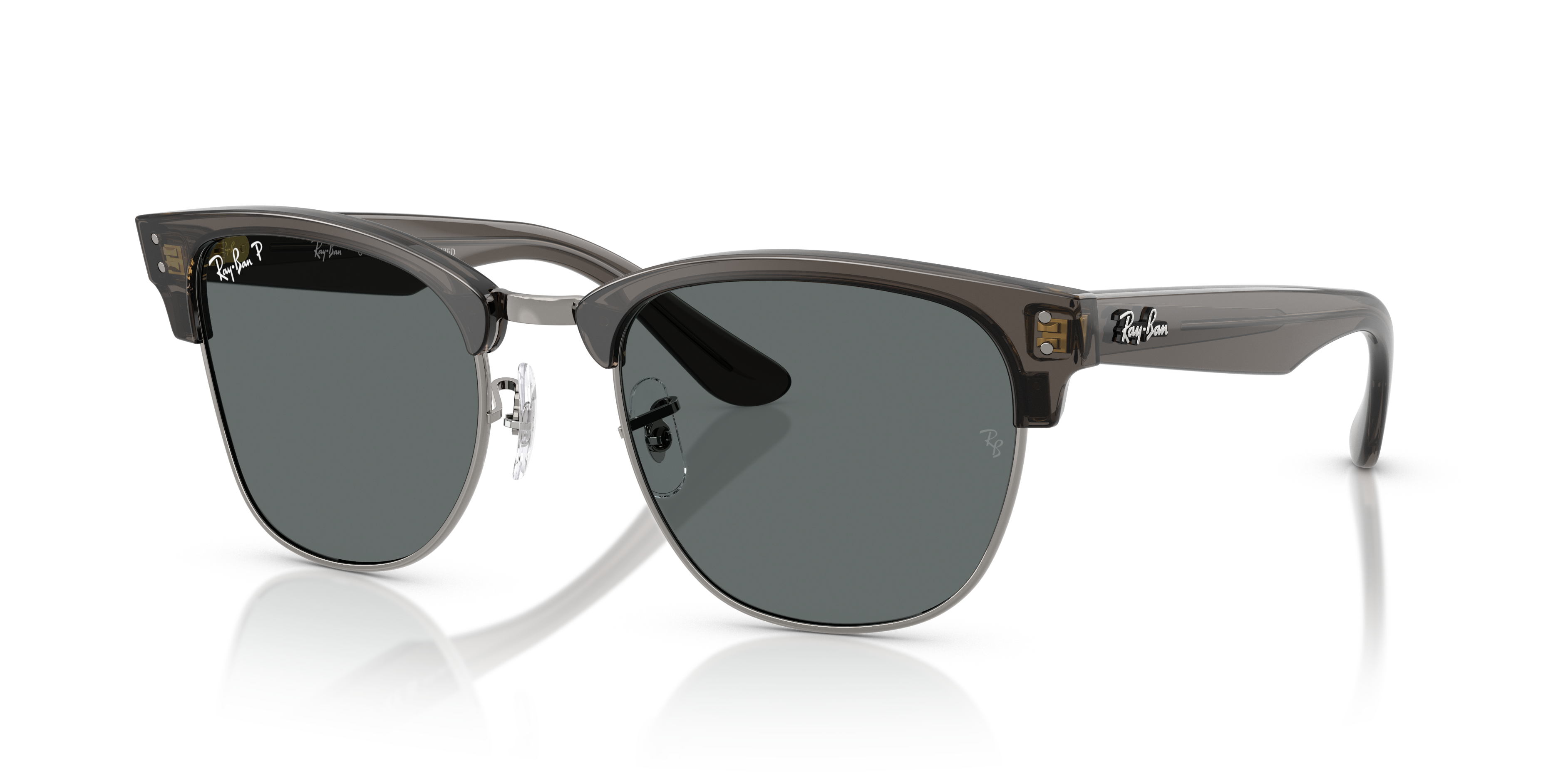 CLUBMASTER REVERSE Polished Transparent Dark Grey On Gunmetal Frame Polar Dark Grey Lenses 51-21