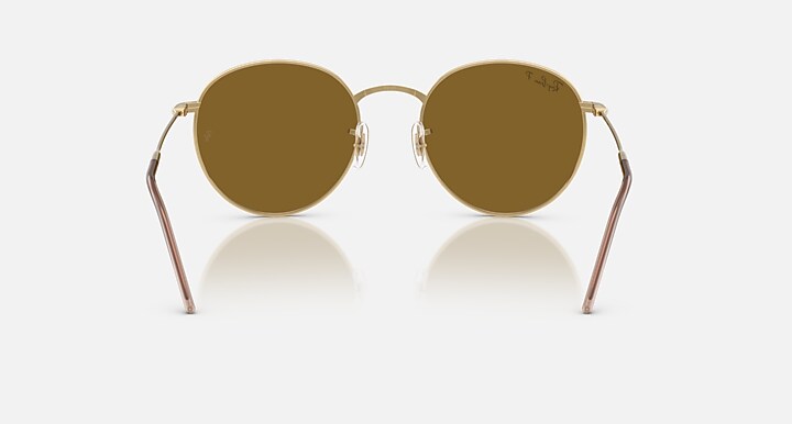 Ray-Ban Sunglasses Unisex Round Reverse - Arista Gold Frame Brown Lenses 53-21 Polarized