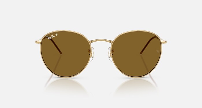 Ray-Ban Sunglasses Unisex Round Reverse - Arista Gold Frame Brown Lenses 53-21 Polarized
