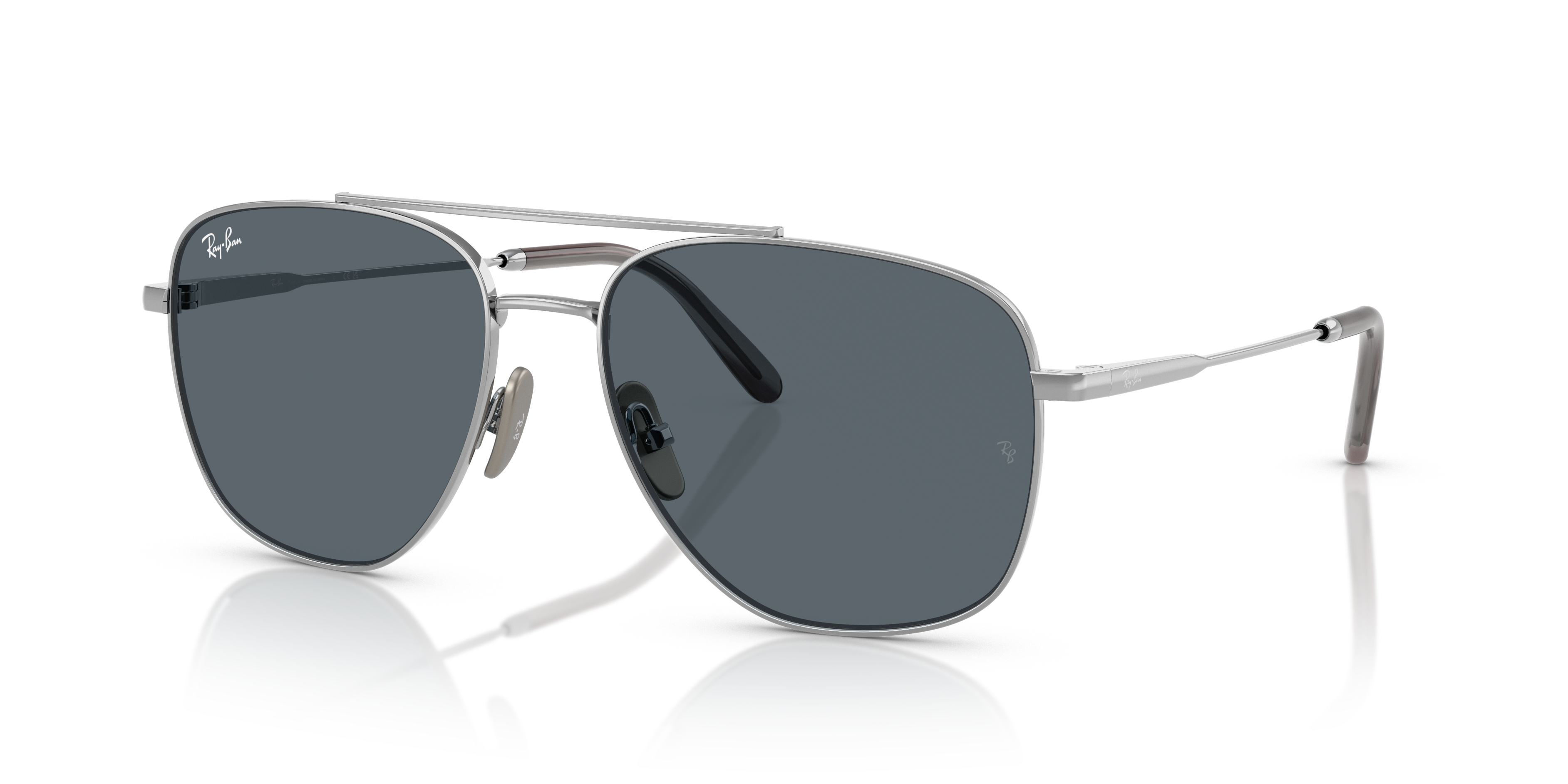 WILLIAM TITANIUM Polished Silver Frame Blue Lenses 59-17