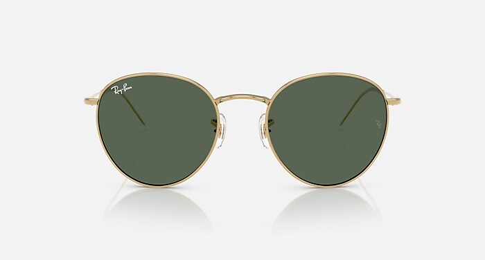 Ray-Ban Sunglasses Unisex Round Reverse - Arista Gold Frame Green Lenses 53-21