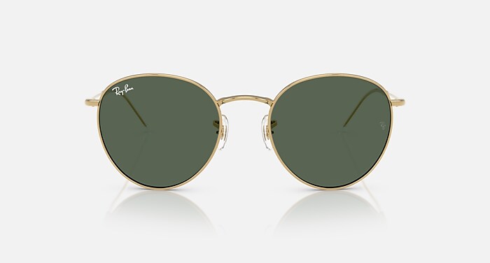 Ray-Ban ゴールドフレーム　グリーンスモークレンズサングラス レイバン公式ストア】 Ray-Ban® ROUND REVERSE サングラス