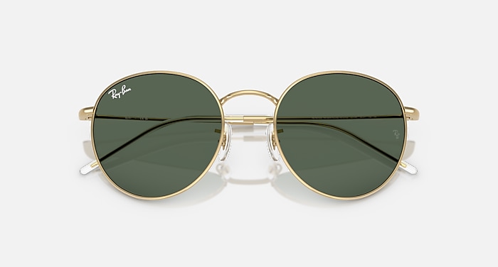 Ray-Ban Sunglasses Unisex Round Reverse - Arista Gold Frame Green Lenses 53-21