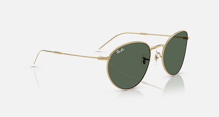 Ray-Ban Sunglasses Unisex Round Reverse - Arista Gold Frame Green Lenses 53-21