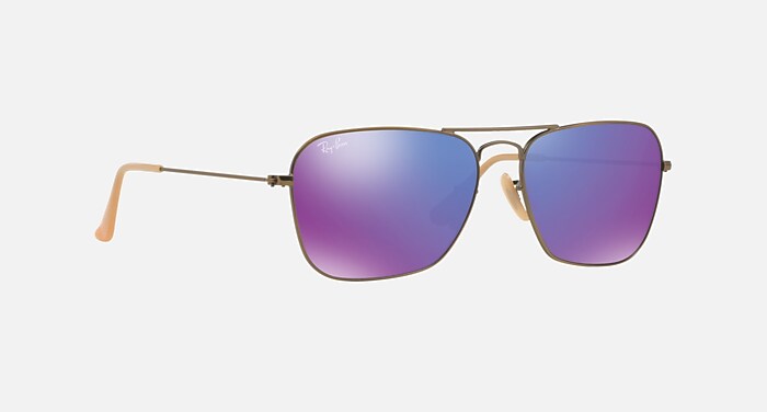 Purple(172/62) 　Ray-Ban ORB3612D CARAVAN Sunglasses in Bronze-Copper and Violet Mirror