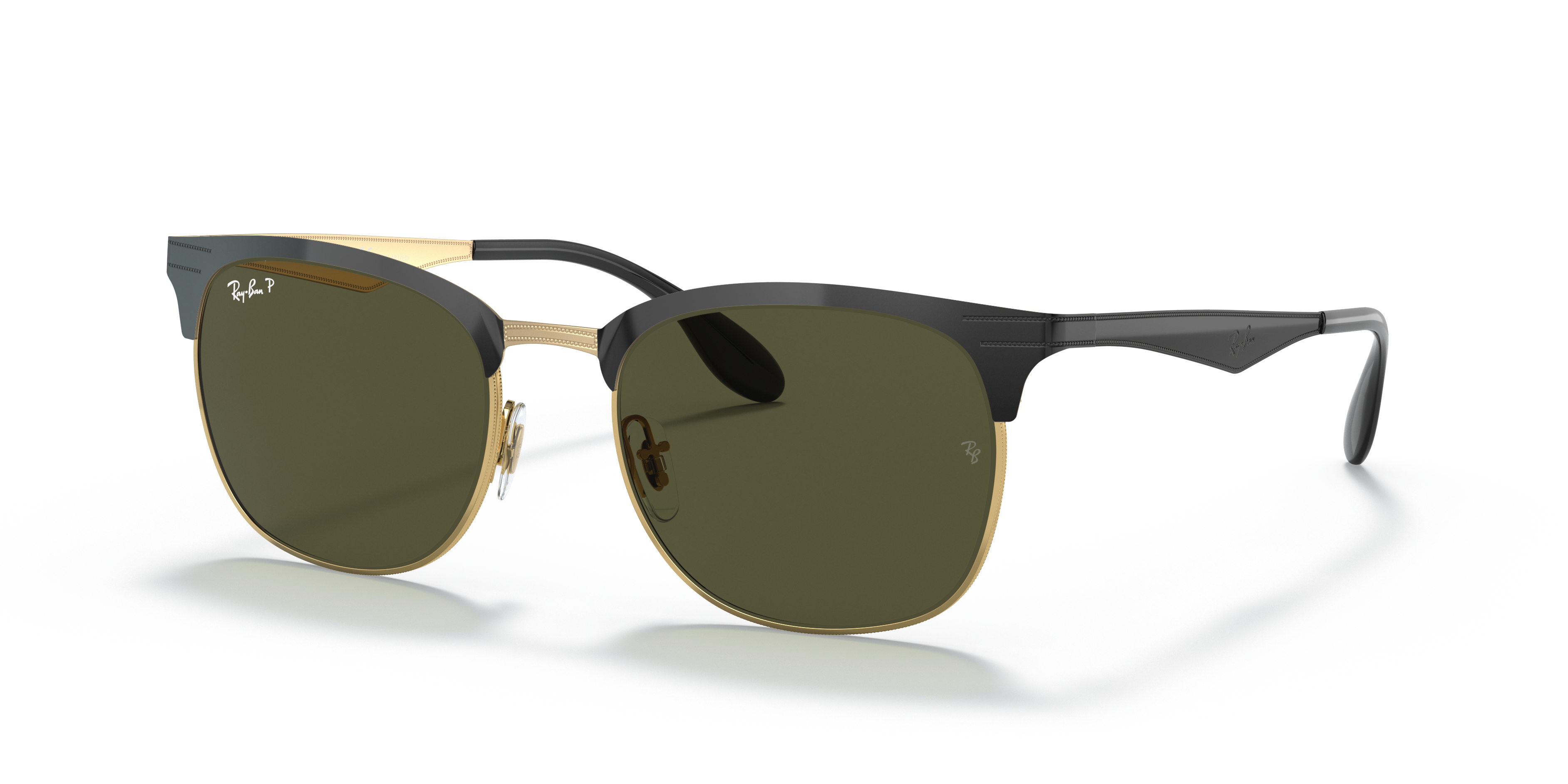 【美品】レイバン サングラス RB3538 187/2Y ミラーレンズ 金×黒 RB3538 Sunglasses in Black On Gold and G-15 Green - RB3538