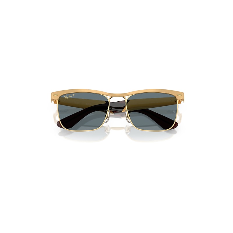 Ray Ban Wayfarer Deluxe Sunglasses Sandblasted Legend Gold Frame Blue Lenses Polarized 53-18 In Sandblasted Legend Gold