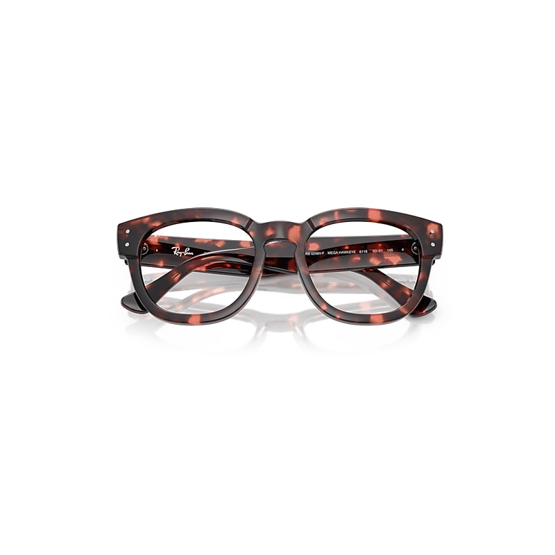 Ray Ban Mega Hawkeye Optics Eyeglasses Pink Havana Frame Clear Lenses Polarized 50-21 In Pink Havana