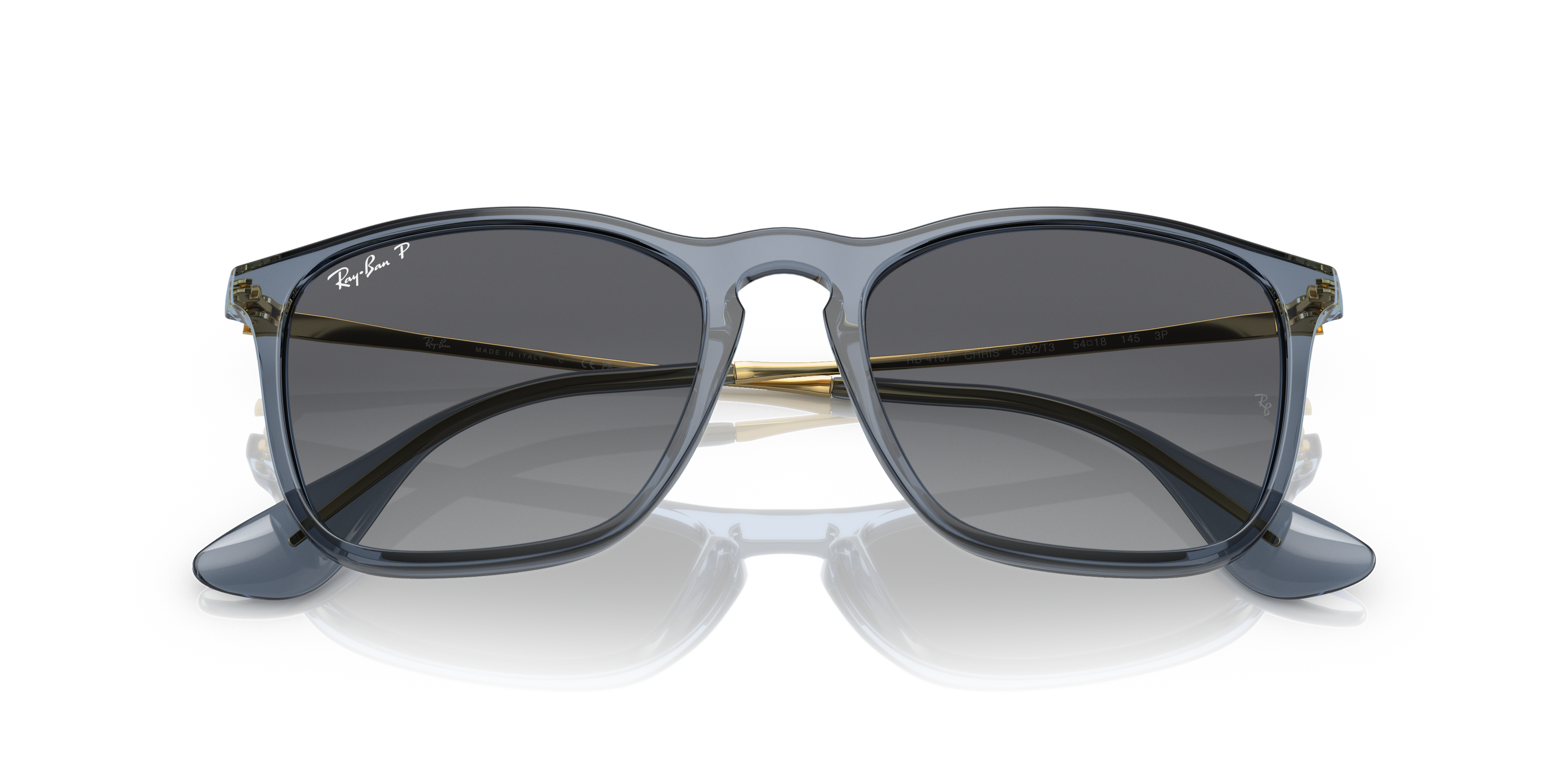 CHRIS Sunglasses in Transparent Blue and Grey Polarized - RB4187