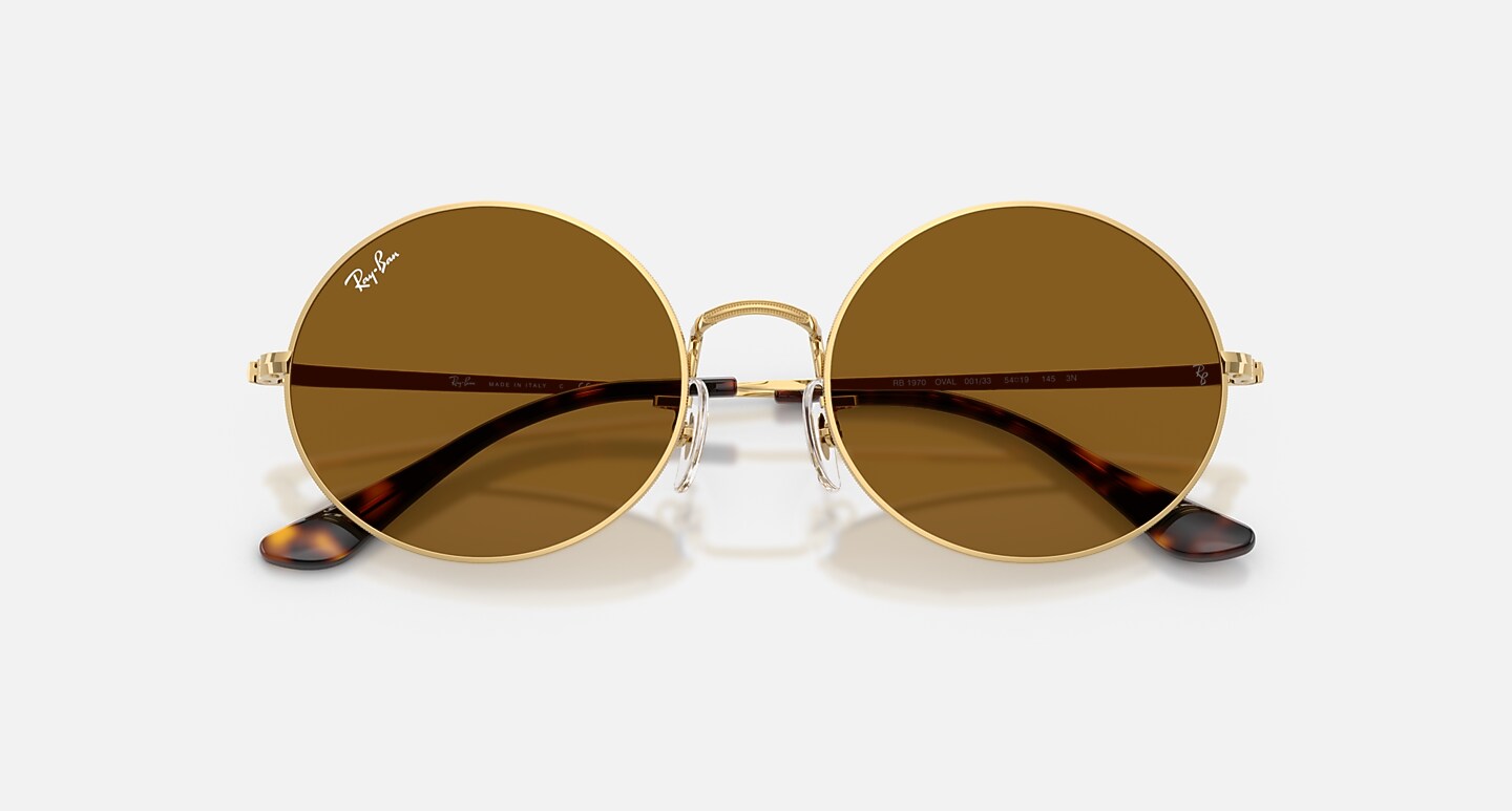 Ray-Ban Sunglasses Unisex Oval 1970 Collector Drops Limited - Arista Gold Frame Brown Lenses 54-19