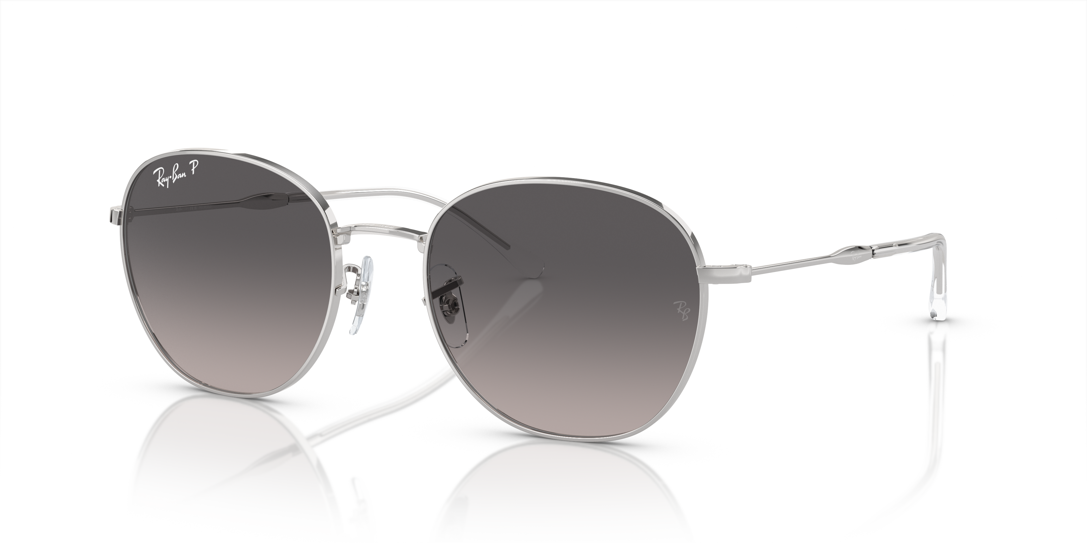 RB3809 Polished Silver Frame Grey Lenses 55-20
