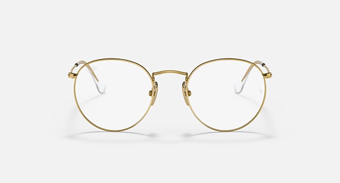 Ray-Ban Eyeglasses Round Titanium Optics Gold Frame Clear Lenses