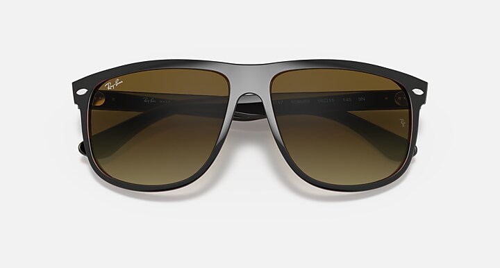 Ray-Ban Sunglasses Man Boyfriend - Black On Brown Frame Brown Lenses 60-15