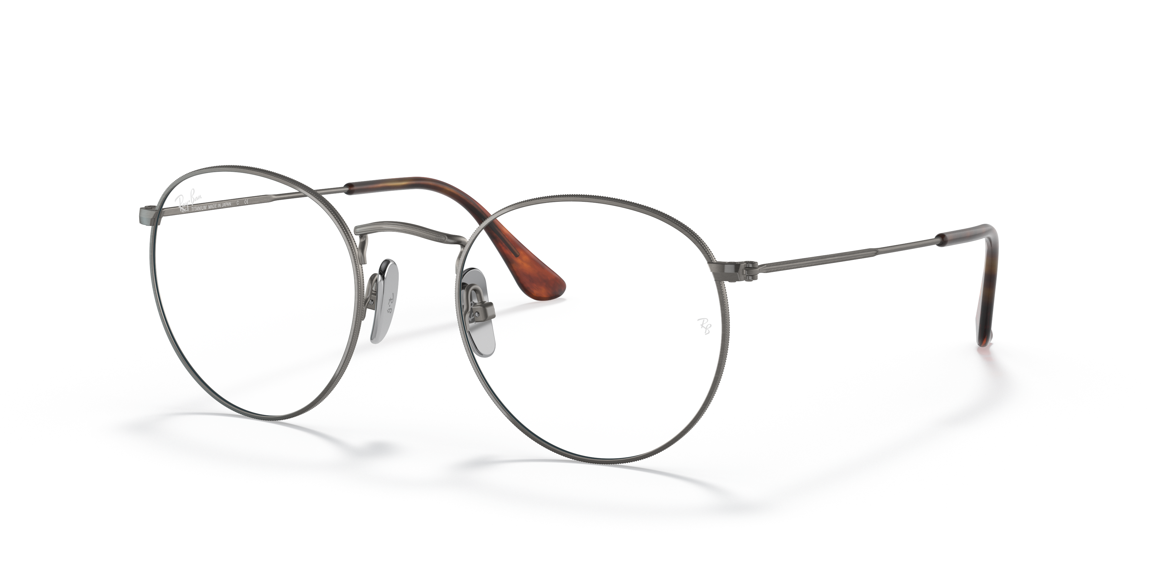 ROUND TITANIUM OPTICS Polished Gunmetal Frame Clear Lenses 50-21