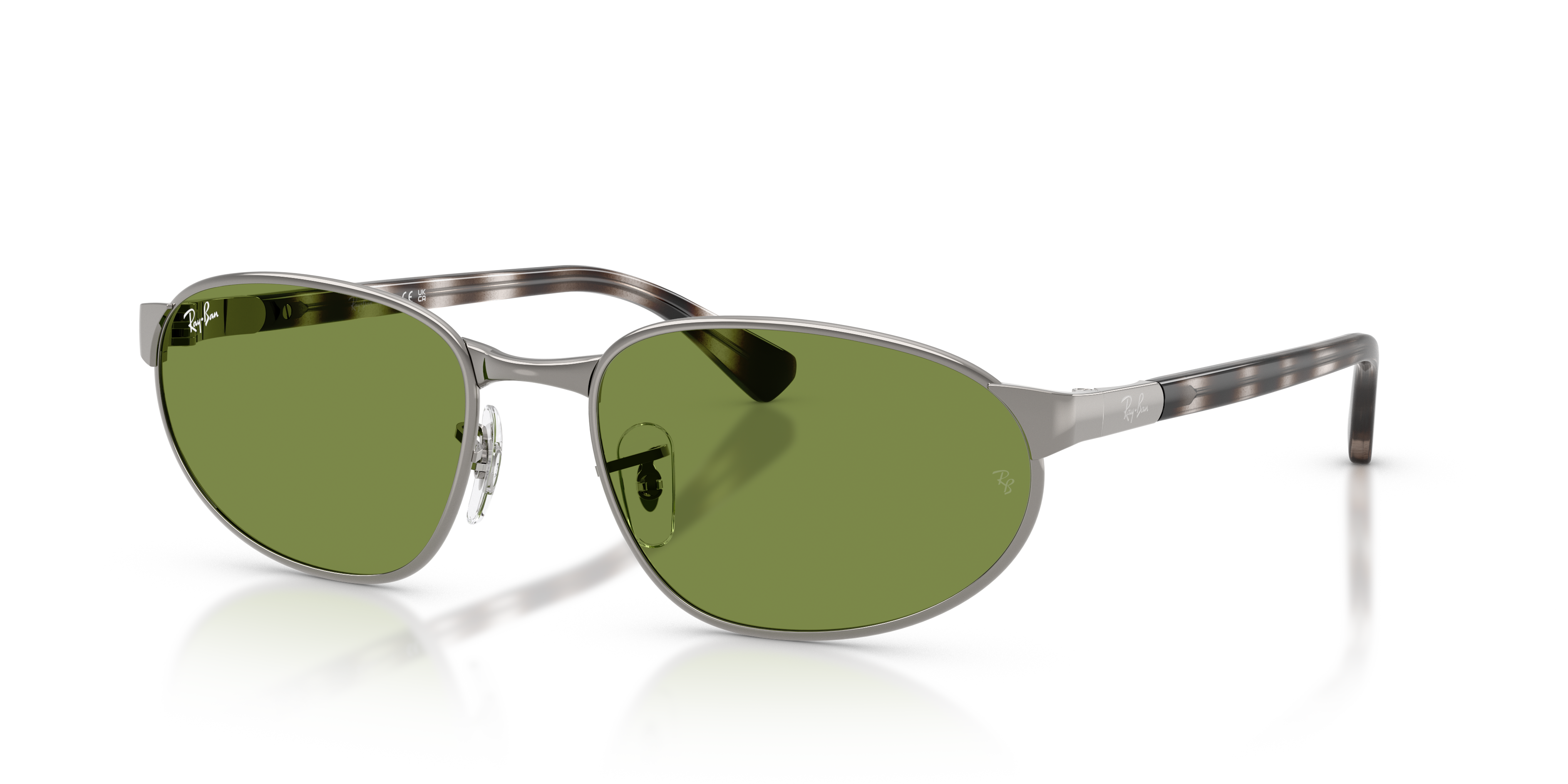 RB3777 Polished Gunmetal Frame Green Lenses 59-19