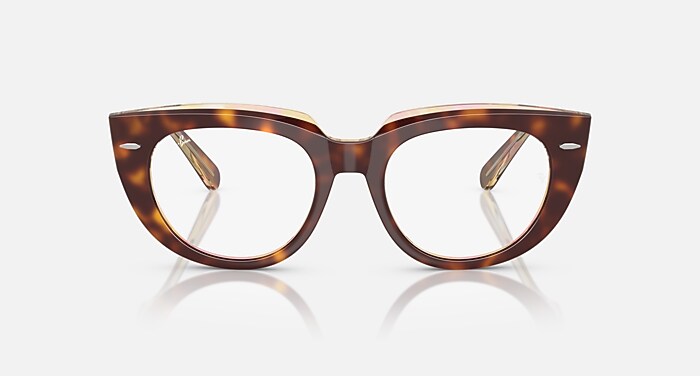 Ray-Ban Eyeglasses Woman Doreen Optics Prescription - Light Havana On Multicolor Frame Clear Lenses 50-19 Polarized