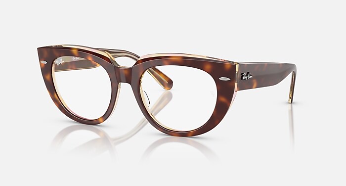 Ray-Ban Eyeglasses Woman Doreen Optics Prescription - Light Havana On Multicolor Frame Clear Lenses 50-19 Polarized