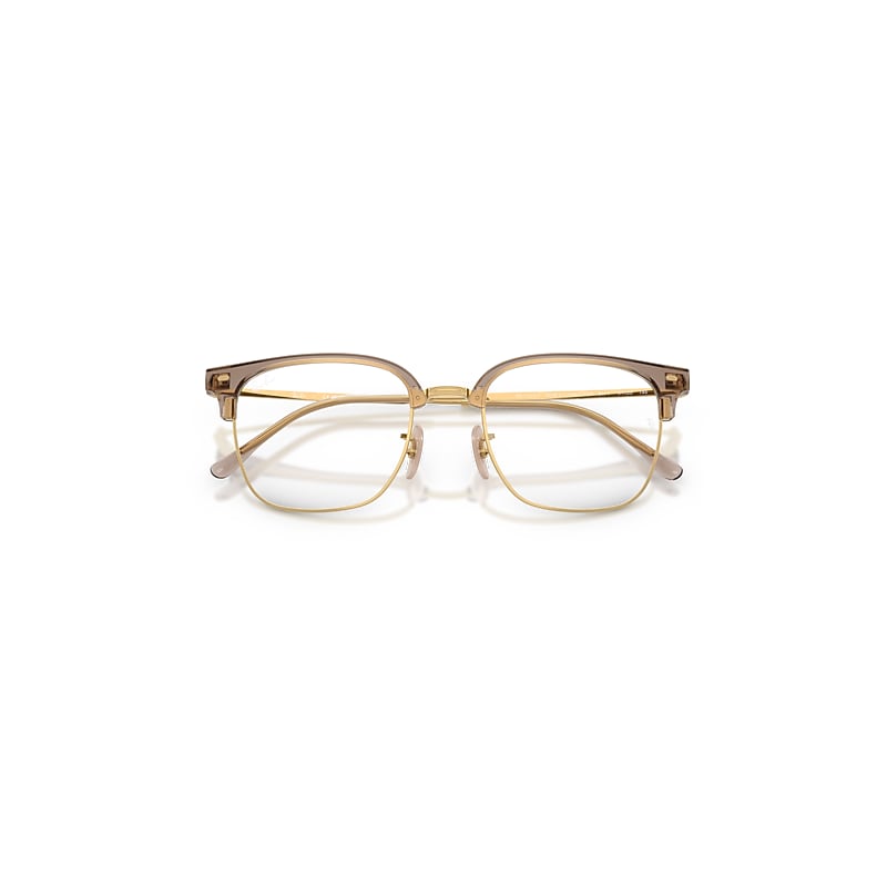 Ray Ban New Clubmaster Optics Eyeglasses Gold Frame Clear Lenses Polarized 53-20 In Gold