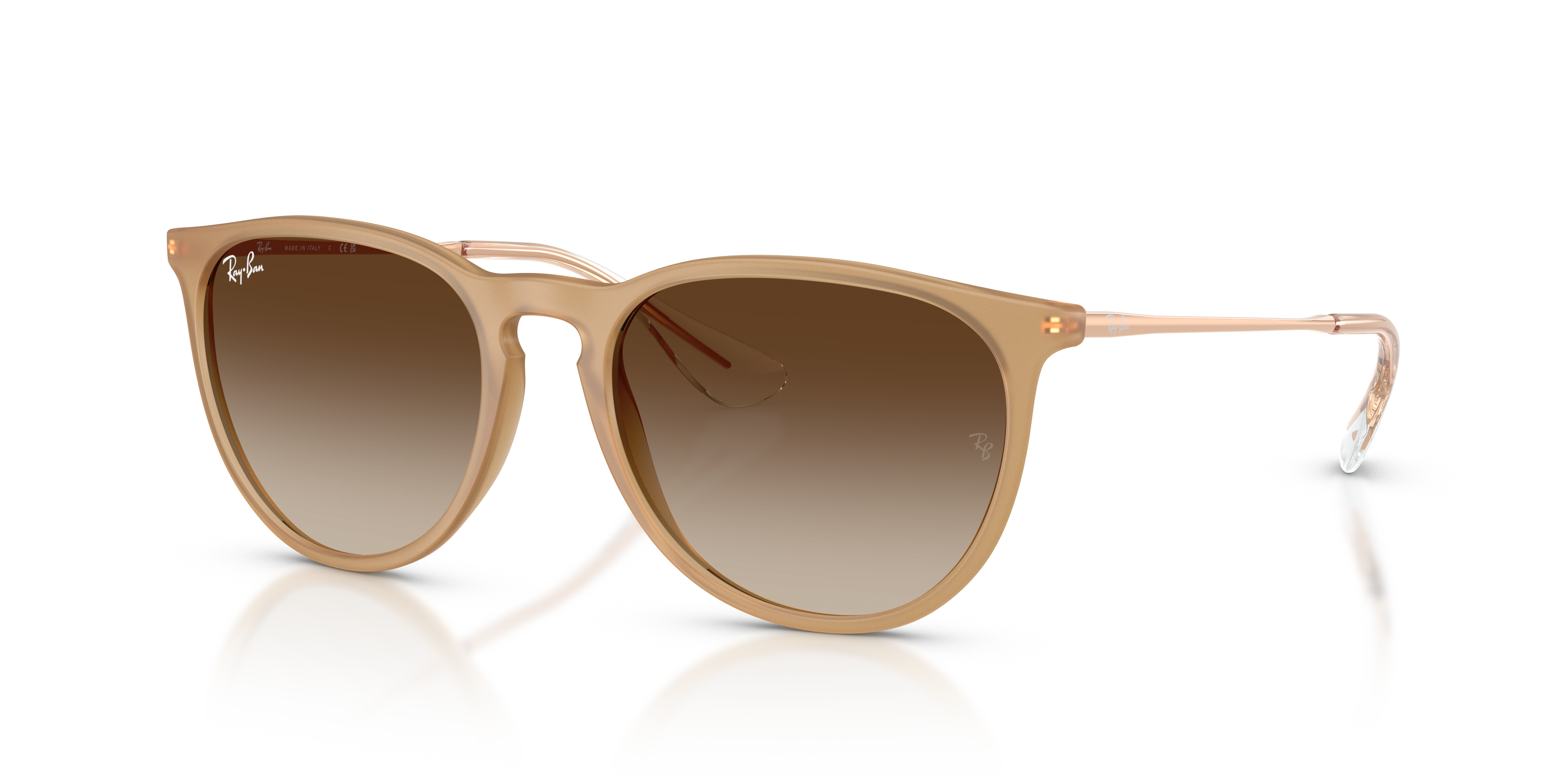 ERIKA CLASSIC Polished Rubber Beige Frame Gradient Brown Lenses 57-18