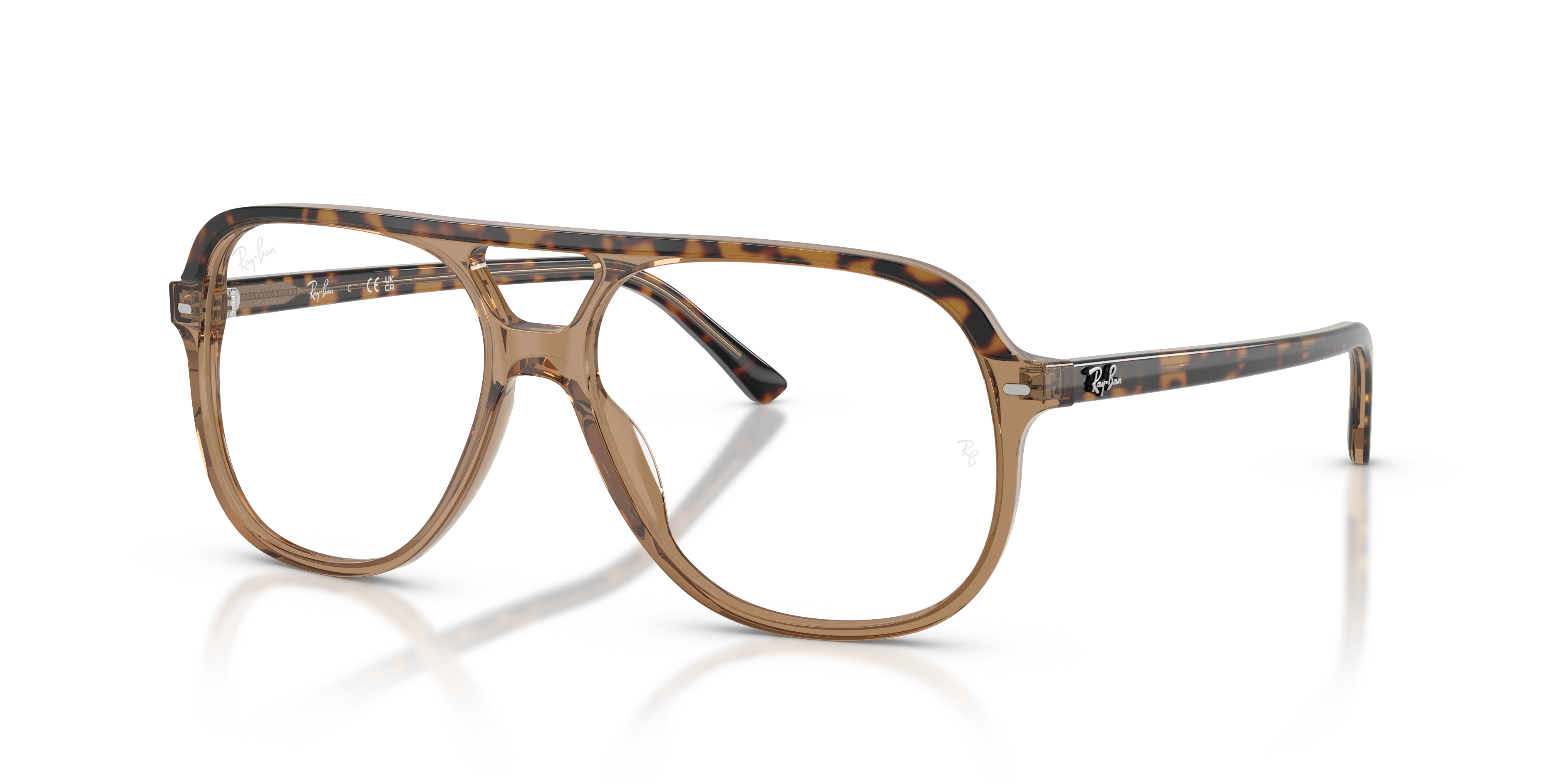 BILL OPTICS Polished Havana & Brown Frame Clear Lenses 56-14